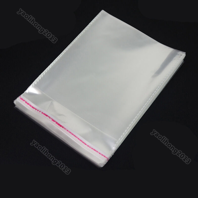 100x Clear  Recloseable Self Seal Adhesive Cello Lip Tape Poly Plastic bags