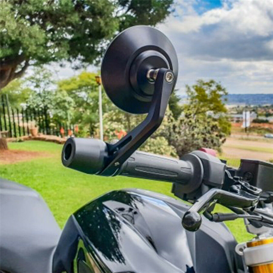 2PCS Round Motorcycle Rear View Handle Bar End Rearview Side Cafe Racer Mirrors