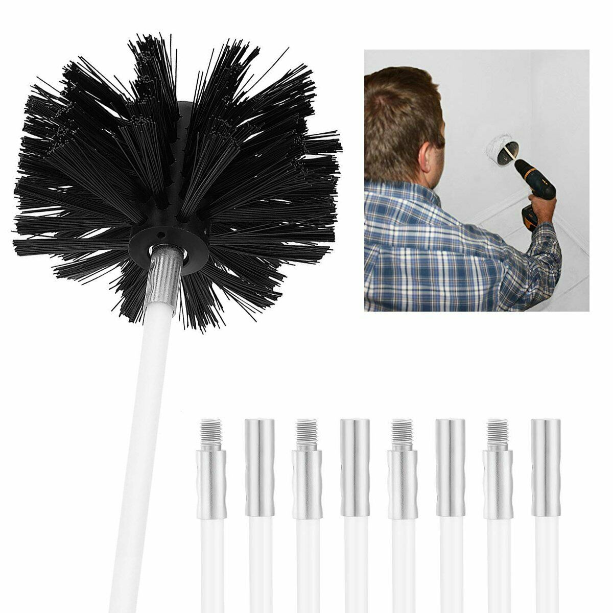 Chimney Cleaner Brush Cleaning Rotary Sweep System Fireplace Rod Kits