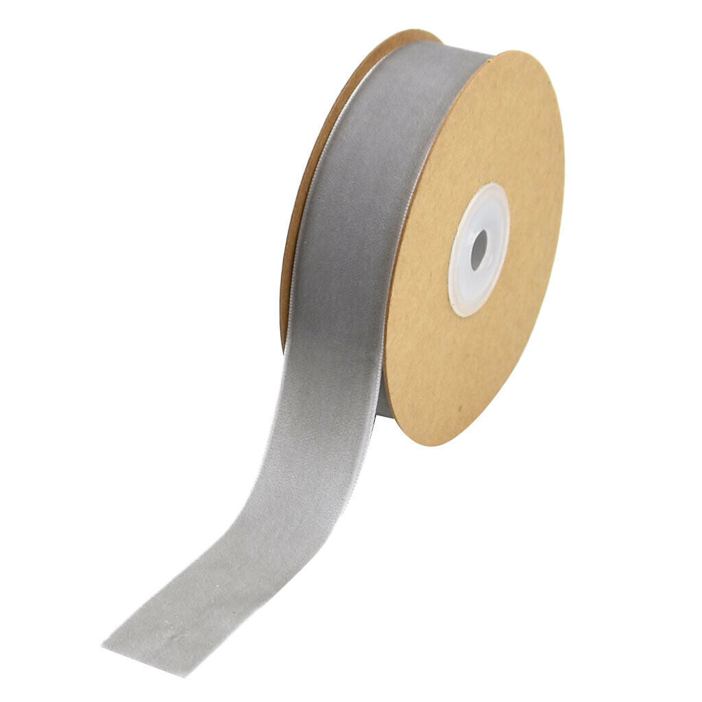 5 yards 1 "wide velvet ribbon roll for craft DIY hair bow clips gray