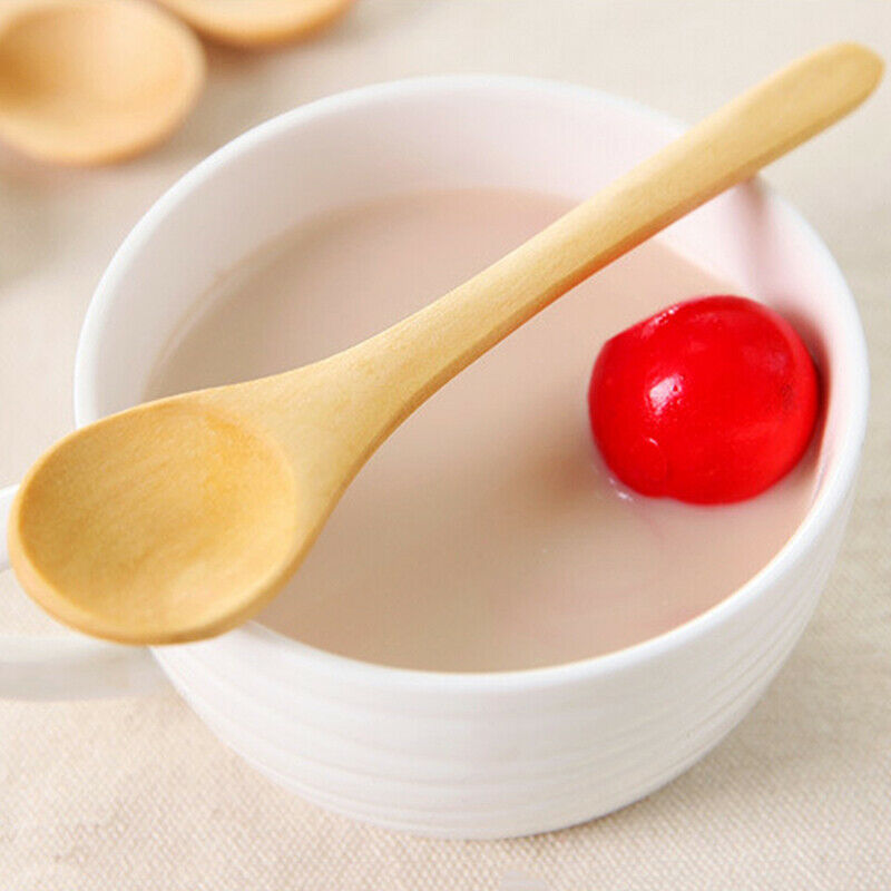 5pcs/lot 13*3cm Wooden Spoon Dessert Coffee Honey Wood Soup Spoon Kitchen.l8