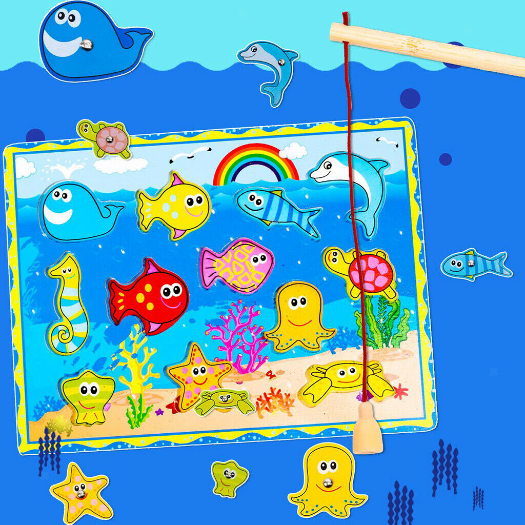 Magnetic Fishing Game Toddler Wooden Toys Fish Board Games for 3 4 Year Old
