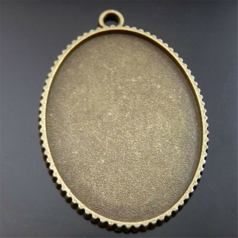 5PCS Antiqued Bronze Oval Cameo Setting Cabochon Base Bezel Pendant 40x30mm Tray