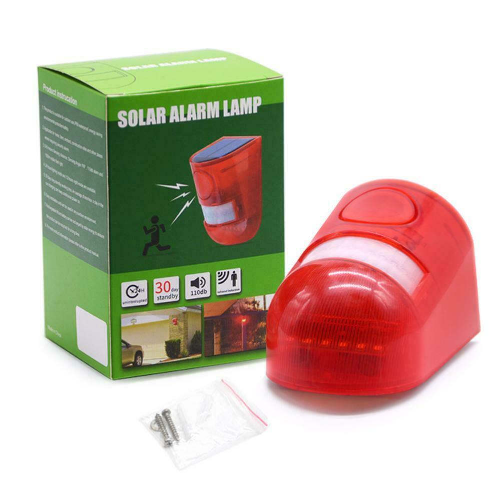 6 LED Waterproof Solar Warning Light Sound Alarm Lamp Sensor Garden Outdoor Lamp