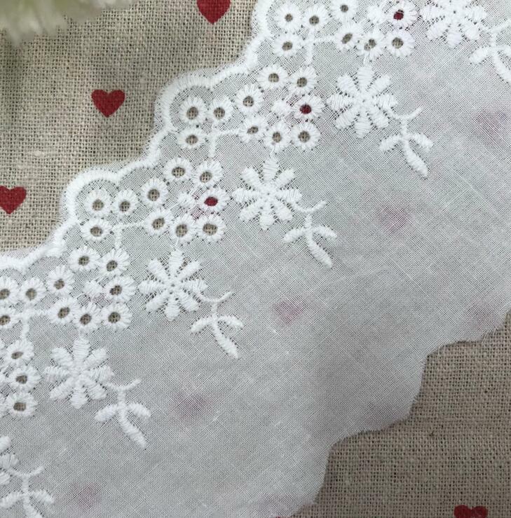 5 Yards Soft cotton embroidery Flower Lace Trim Sewing clothing Accessories