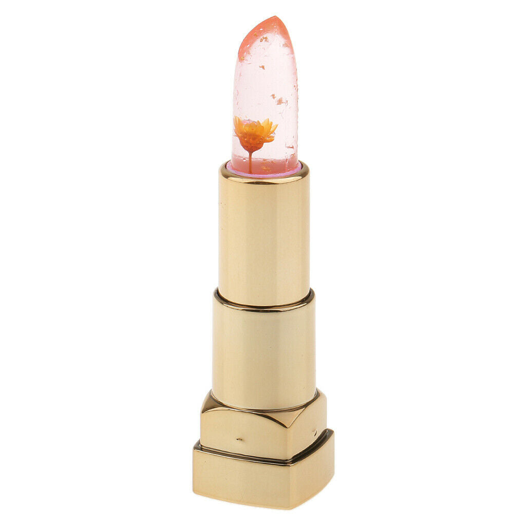Clear Jelly Temperature Change Color Lipstick Flower Inside Orange Flower