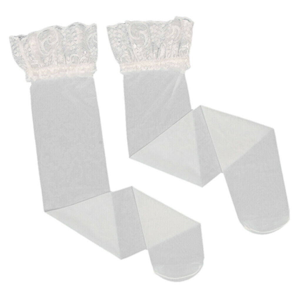 White Sheer Lace Top Thigh High Stockings