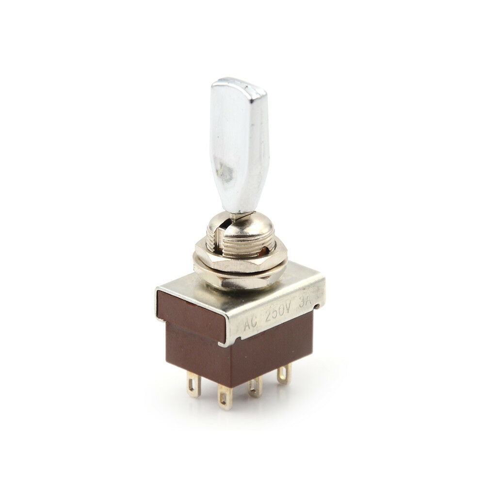 AC 250V 3A 3 Position ON/OFF/ON DPDT Flat Handle Toggle Switch T KHH WF