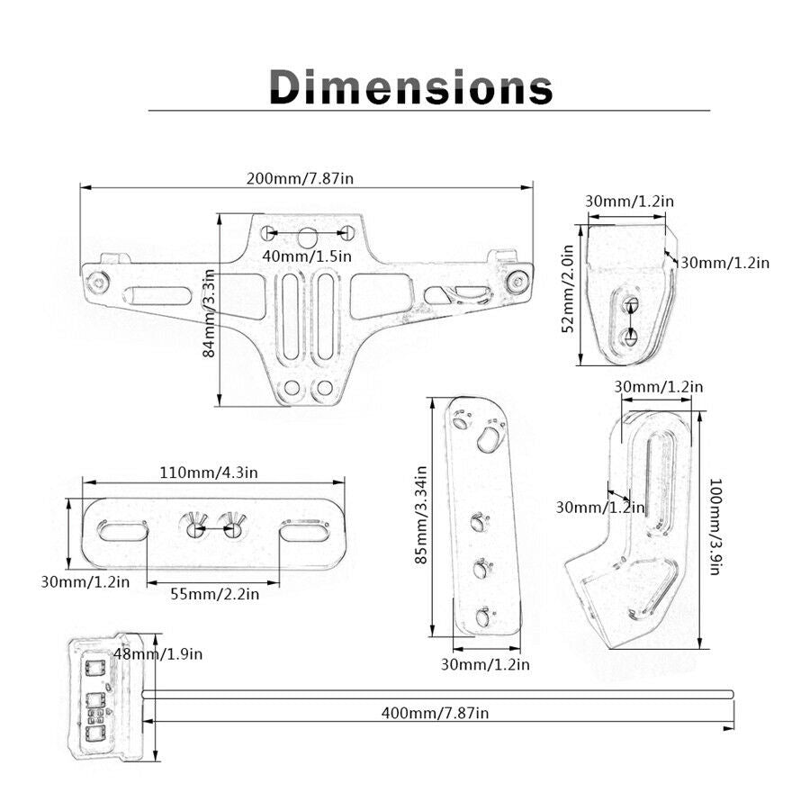 Universal CNC Multi-angle Adjustable License Number Plate Holder Bracket