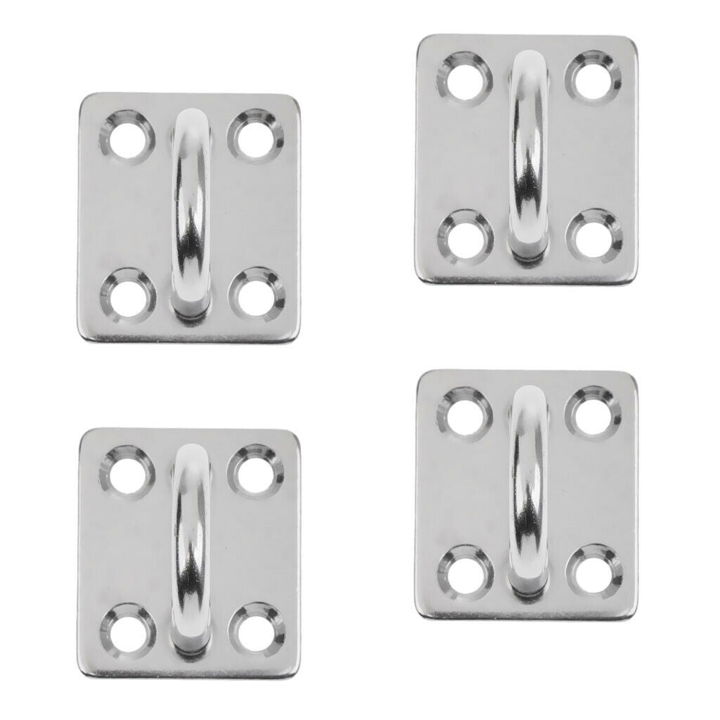 4 Pack 8mm Square Eye Plates Marine Grade 304 Stainless Steel Anchor Pad Eyes