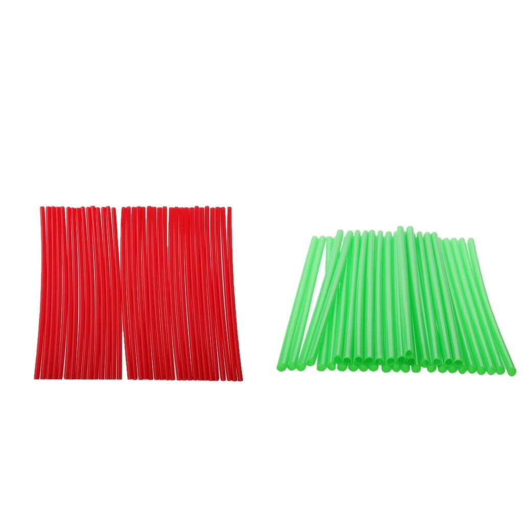 72Pcs Wheel Rim Spoke Cover Skins Wraps Kit Fits For Motorbike Red+Green