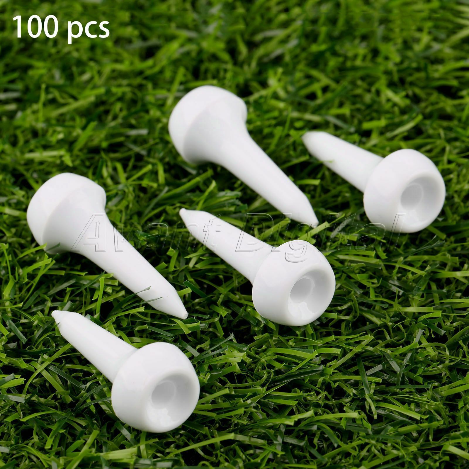 100pcs White Professional Plastic Golf Tees For Golfer Training Practice New