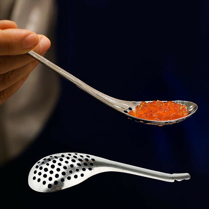 56 Holes Caviar Spoon Useful Kitchen Cooking Gadgets Colander Egg Yo.l8