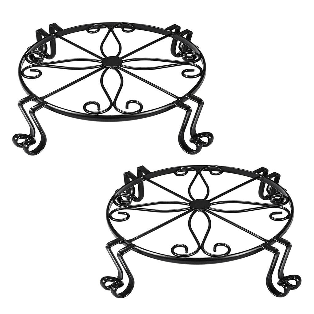 2x Black Plant Stand for Flower Pot Heavy Duty Potted Holder Indoor Outdoor