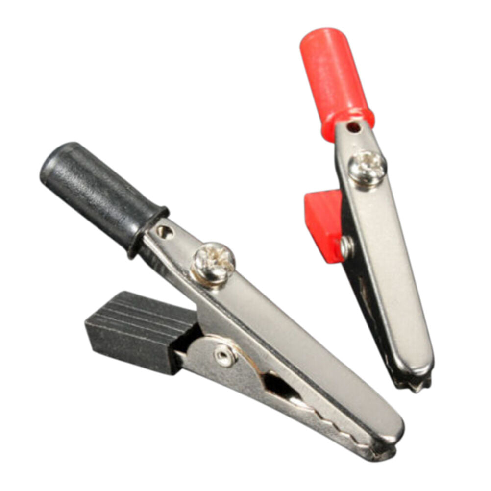 2X Red Black Alligator Clip Clamp to 4mm Banana Female Jack Test Adapter 55mm、DD
