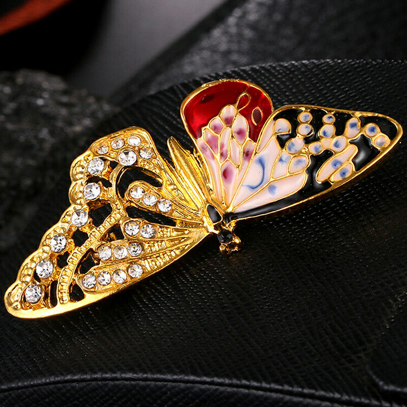 Enamel Butterfly Crystal Rhinestone Brooch Pin Gift Badge Buckle Colla.l8