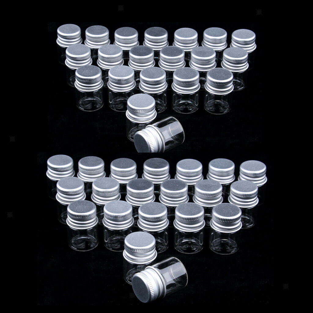 40X Empty Refillable Cosmetic Container Bottle Round Glass Jar Cannings 5ml