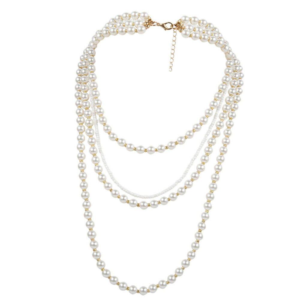 Fashionable Multilayer Necklace Pearls Chunky Jewelry Sweater Chain Decor