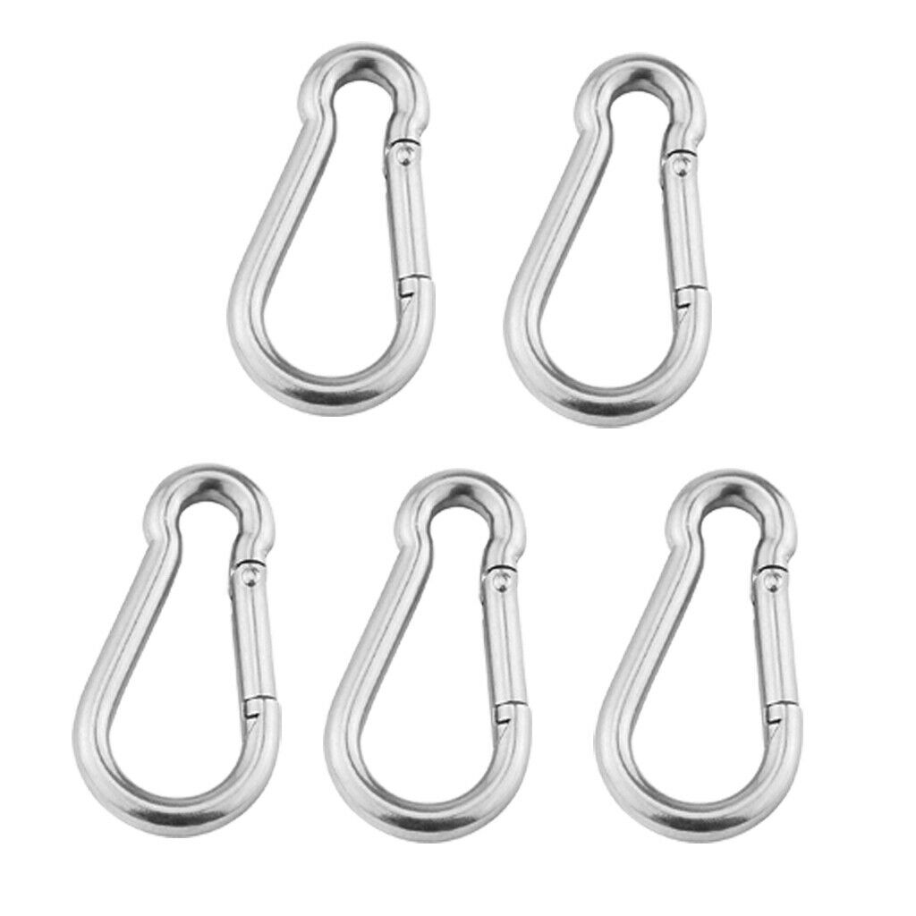 5Pcs Multifunctional Strong Stainless Steel Spring Snap Carabiner Quickdraw Hook