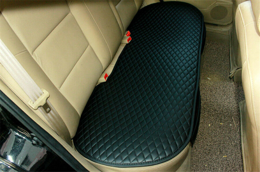 Pu Leather Black Car Rear Row Seat Pad wtih Side Pocket Anti Skid Buckle Fixed