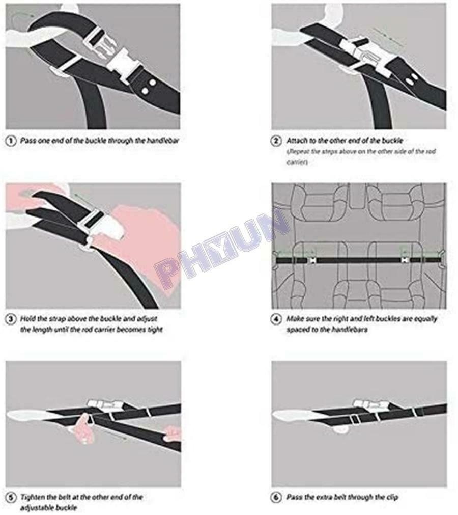 2x Car SUV Fishing Rod Rack Holder Straps Belts 31''-47'' Adjustable Universal