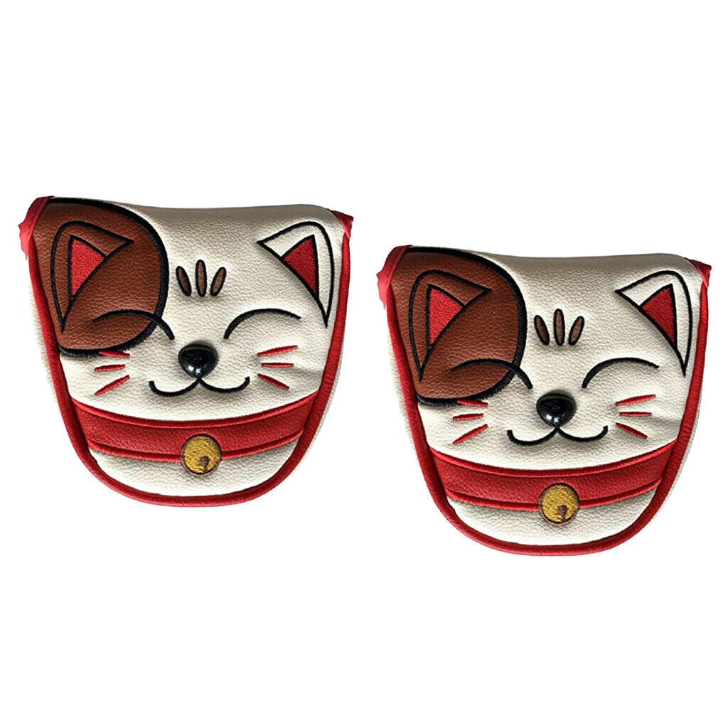 2Pcs Golf Mallet Head Cover Magnetic Club Center Putter Headcover Gift