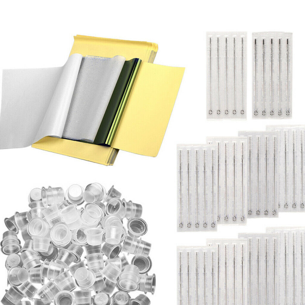 New 50Pcs Transfer Paper Disposable Needle 3RL 5RL 7RL 7RS 100Pcs Color Cups