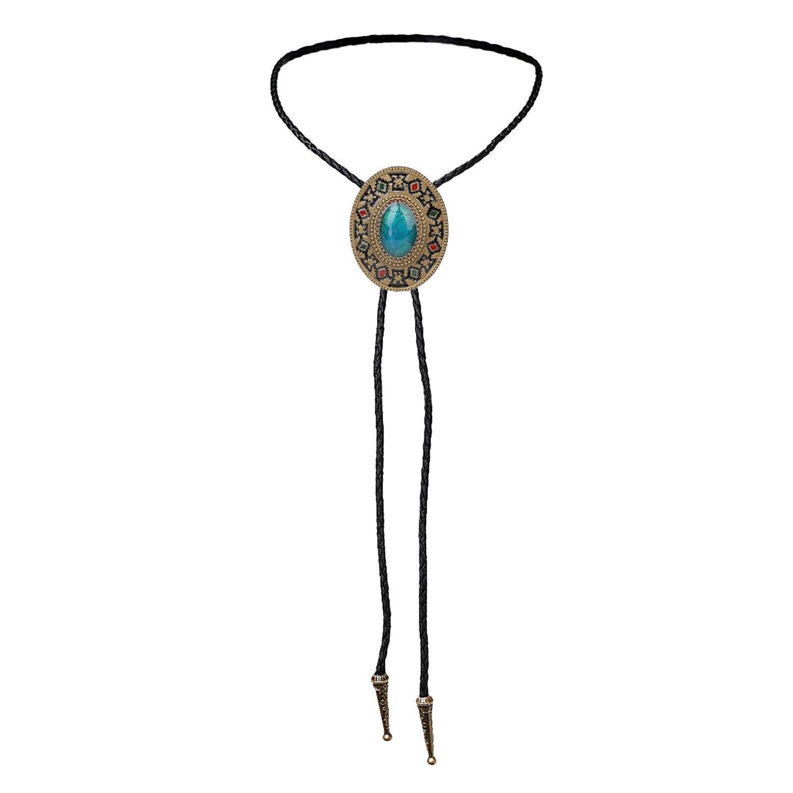 Cowboy Western Bolo Bootlace Tie on Black Drawstring for Fancy Dress