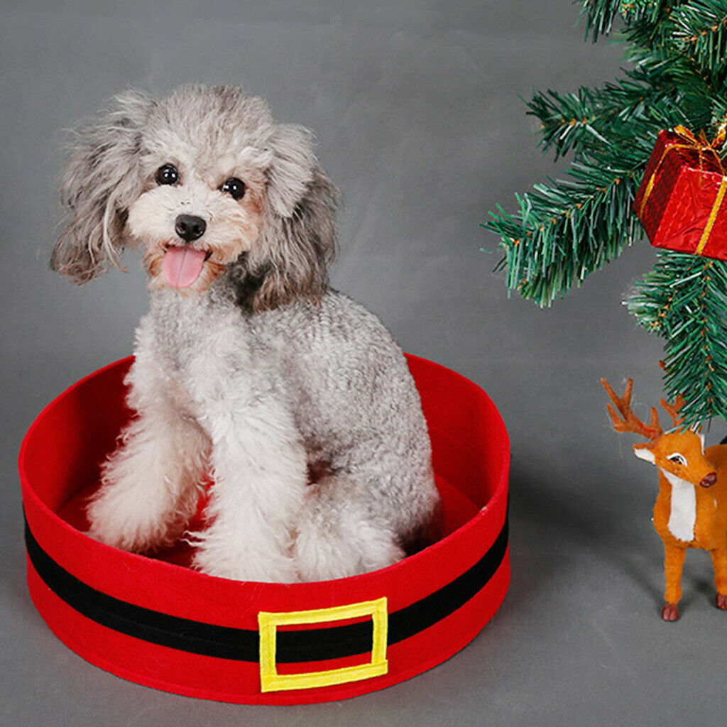 Christimas Cat Sleeping Bed Halloween Small Pet Cozy Bed Nest for Pet Red