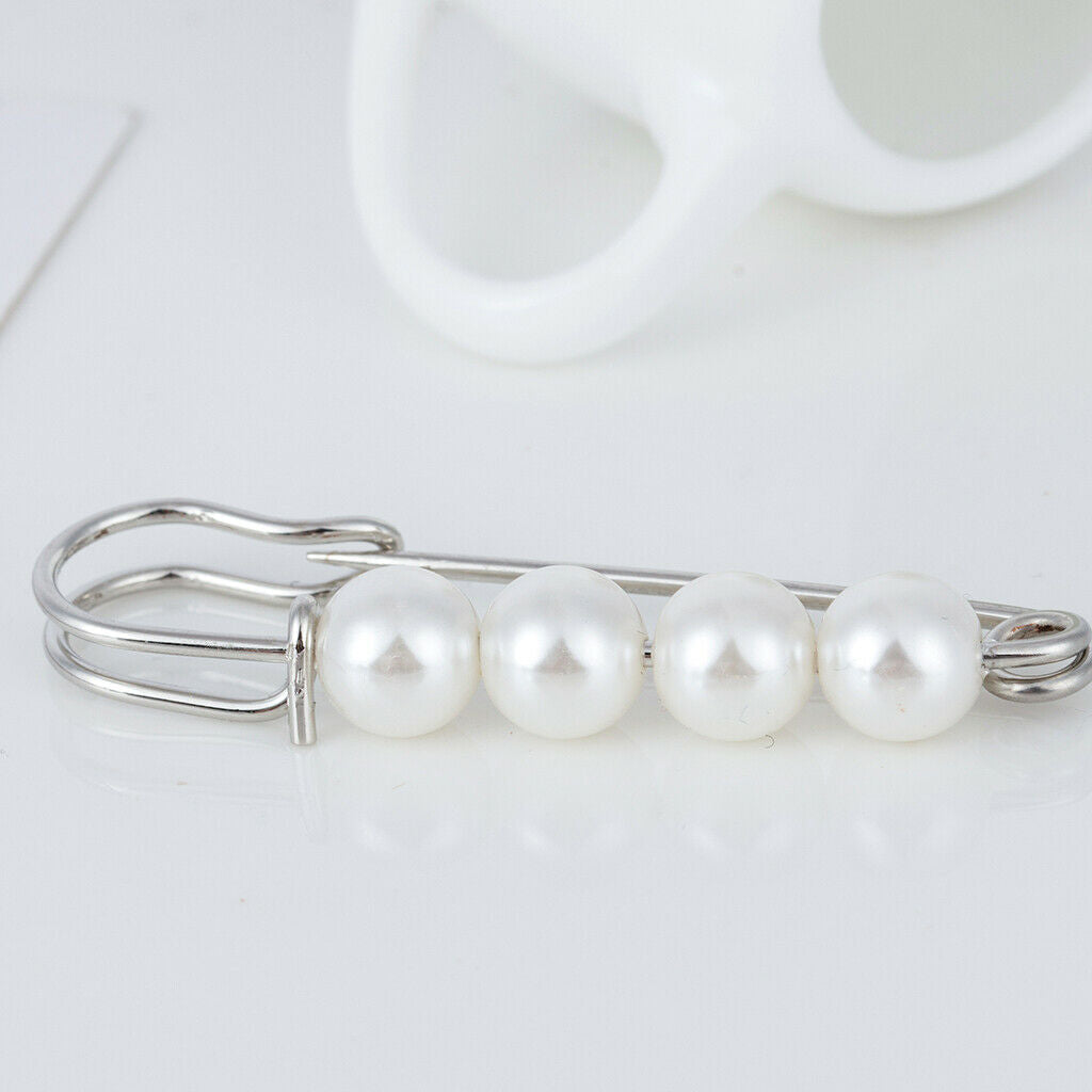 Elegant Pearls Brooch Pin Clip Ladies Lapel Safety Pin Charms Badge Decor
