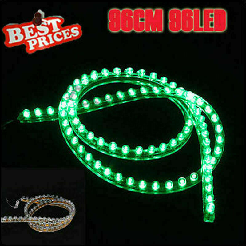 Green 96CM LED Strip Car Auto Motorcycle Flexible Grill Light Lamp Bulb 12V New
