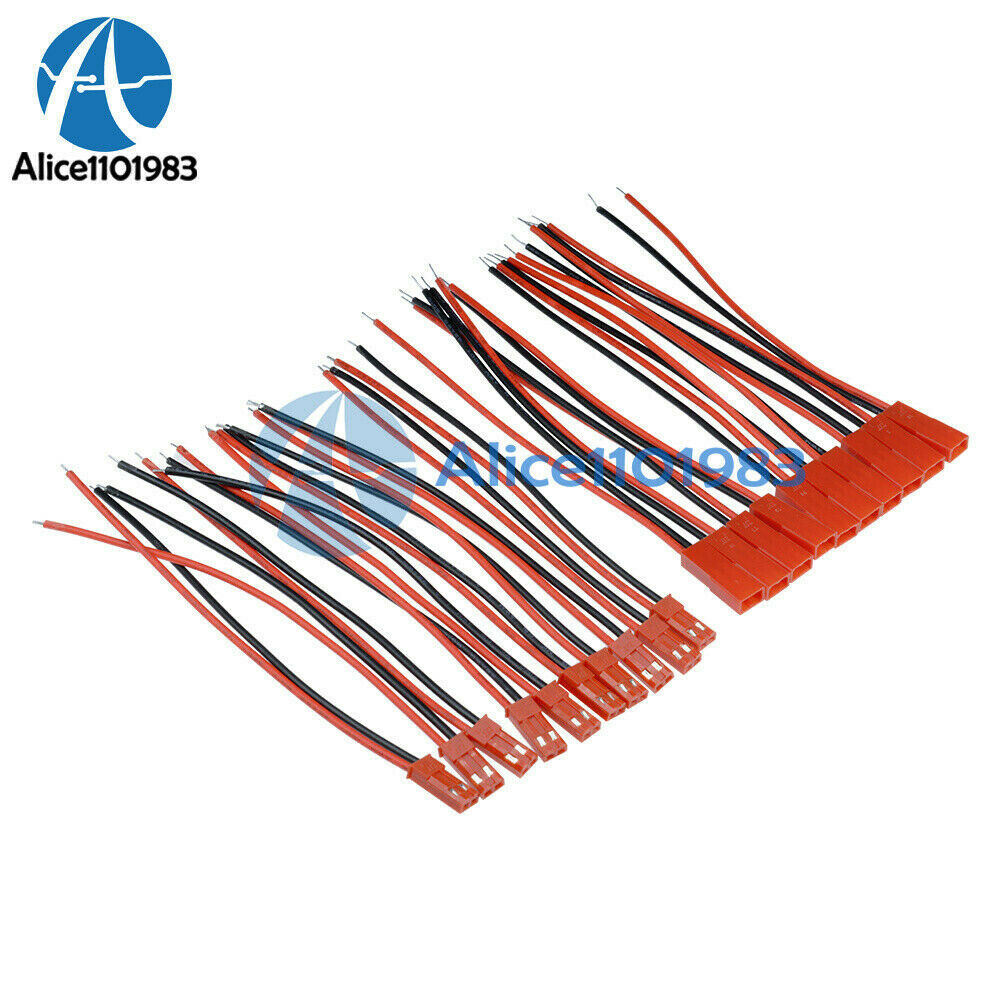 5 Pairs 100mm JST Connector Plug Cable Line Male+Female for RC BEC Lipo Battery