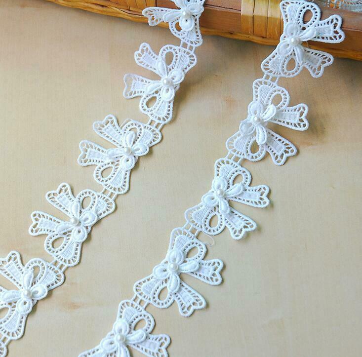 1 Yards Double layer Bow Lace Beading Necklace Makeing Clothing Accessories