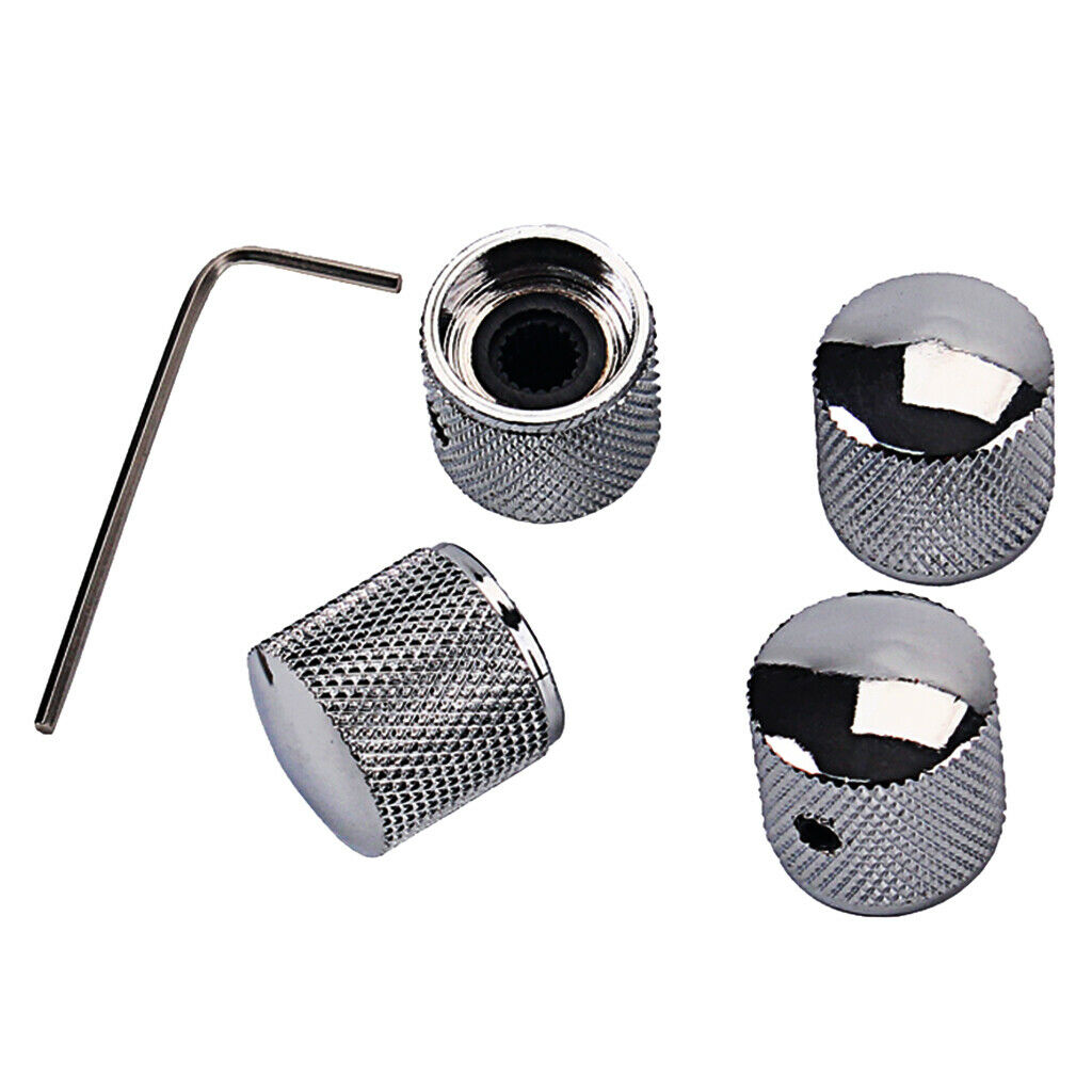 4 Pcs Chrome Electric Guitar Dome Knobs