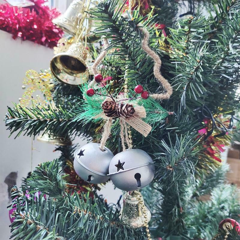 Christmas Pine Berry Pinecones Jingle Bell Door Wall Hanger Ornaments for Xmas