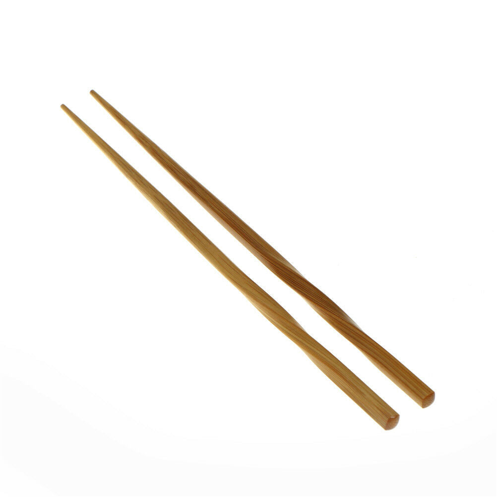 1 pair Natural Wavy Wood Chopsticks Chinese Chop Sticks Reusable Food Stic.l8