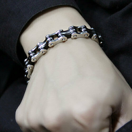2x Men's Stainless Steel Bike Bicycle Chain Bracelet Bangle Birthday Gift Box