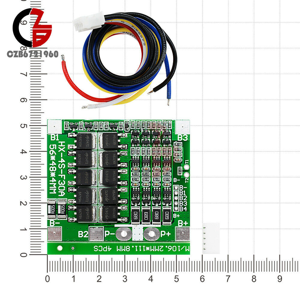 4S  Li-ion Lithium 30A 14.8V BMS PCB Protection Board Cell Balance