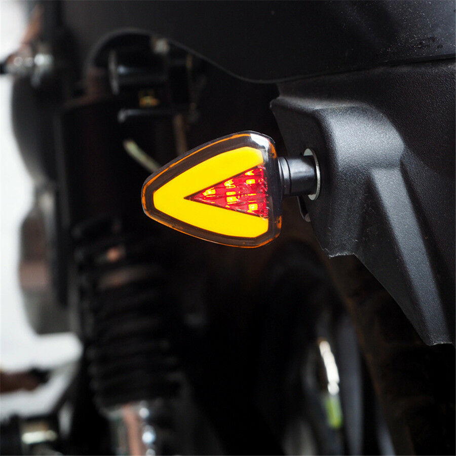 Pair Amber/Red Motorcycle LED Turn Signal Indicator Blinker Lamp Brake/DRL Light