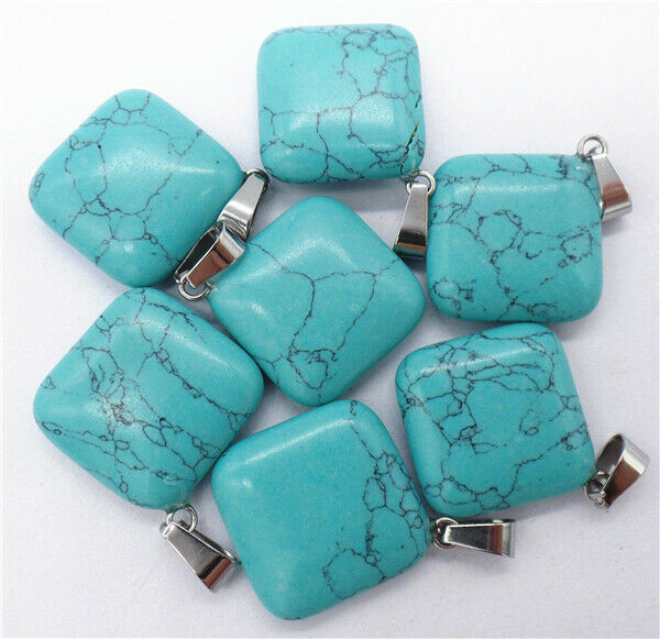 100Pcs 25x6mm Wholesale Green Turquoise Rhombus Pendant Bead Accessories HH8235