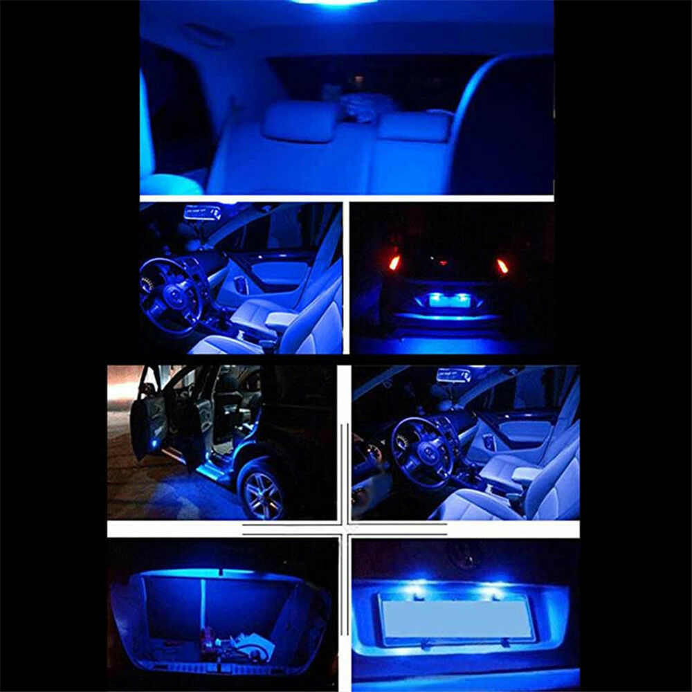 13x LED Blue Bulbs Car Interior T10&31mm Map Dome License Plate Light Lamp Kit