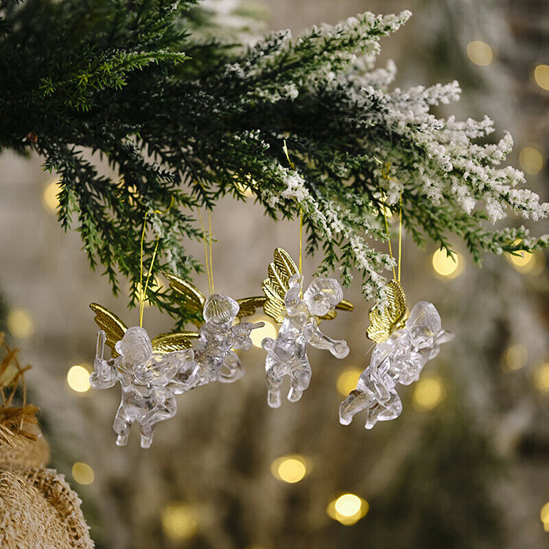 4Pcs Christmas Tree Hanging Transparent Angel Decoration for Xmas Party Ornam KX