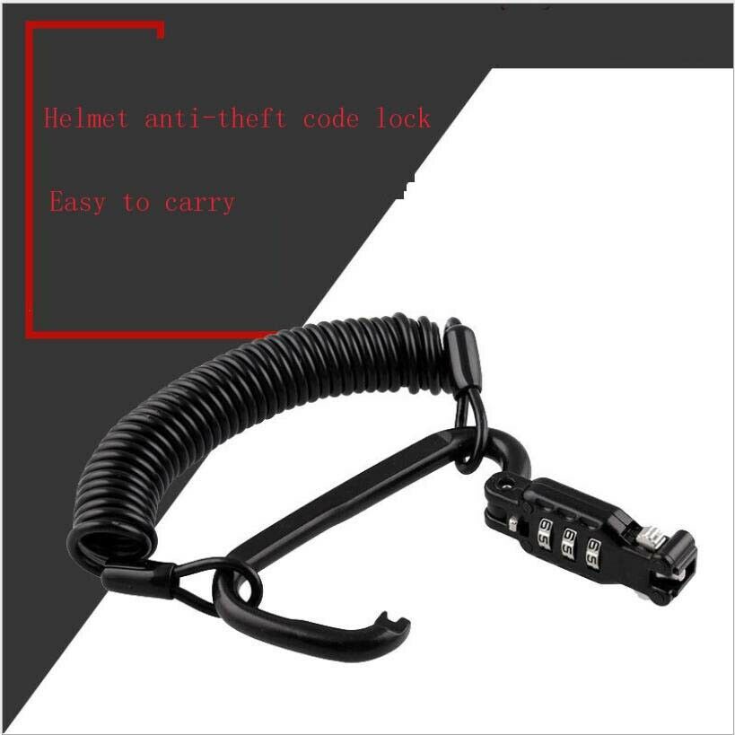 Motorcycle Helmet Lock Cable Black Tough Combination 3 Digit Password Anti-theft