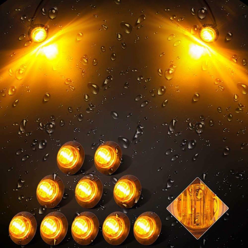 10Pcs 3/4" Round LED Clearence Front Rear Side Marker Indicators Light Truck Car