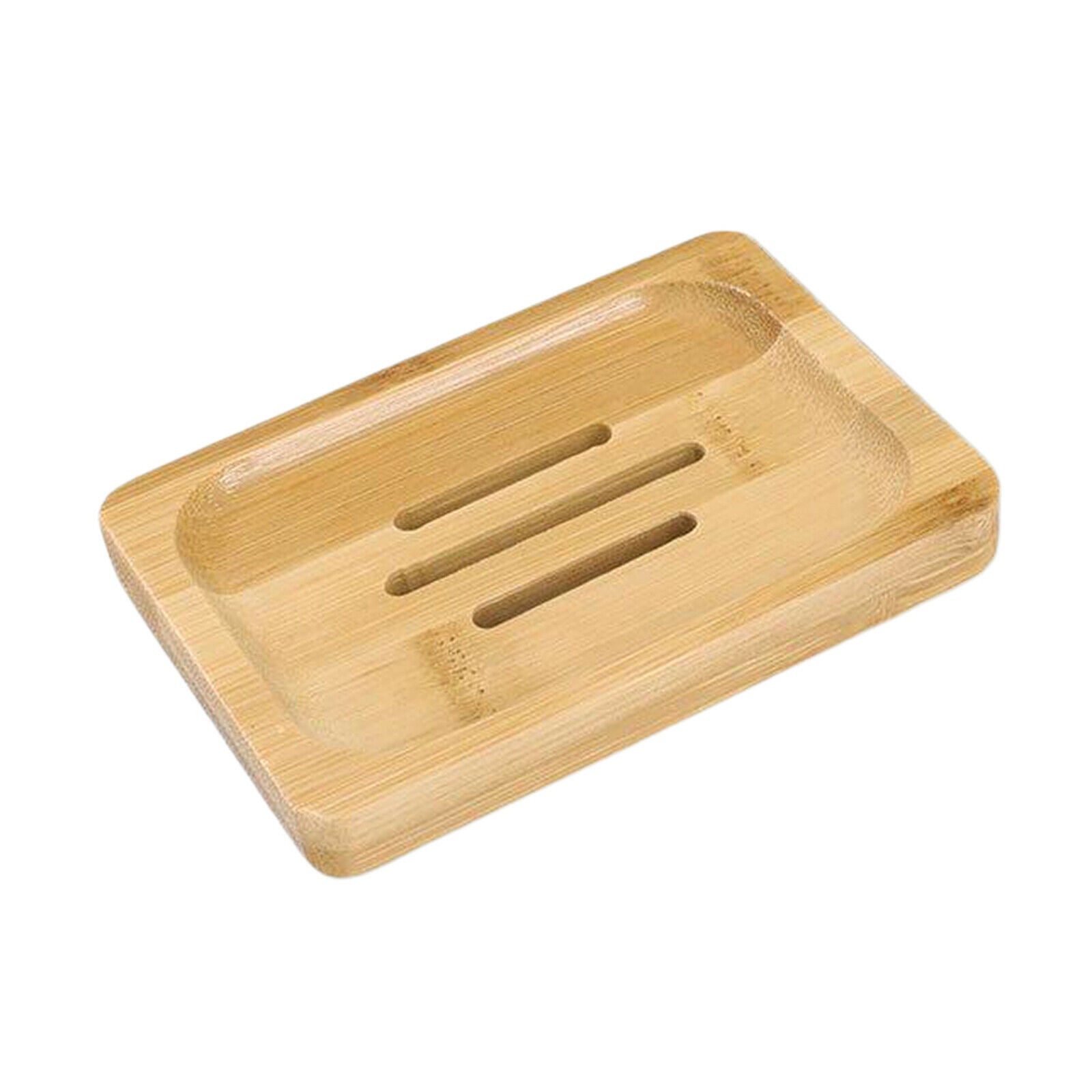 Eco Friendly Wood Bamboo Soap Tray Dish Rack Holder Bath Kitchen Rectangle