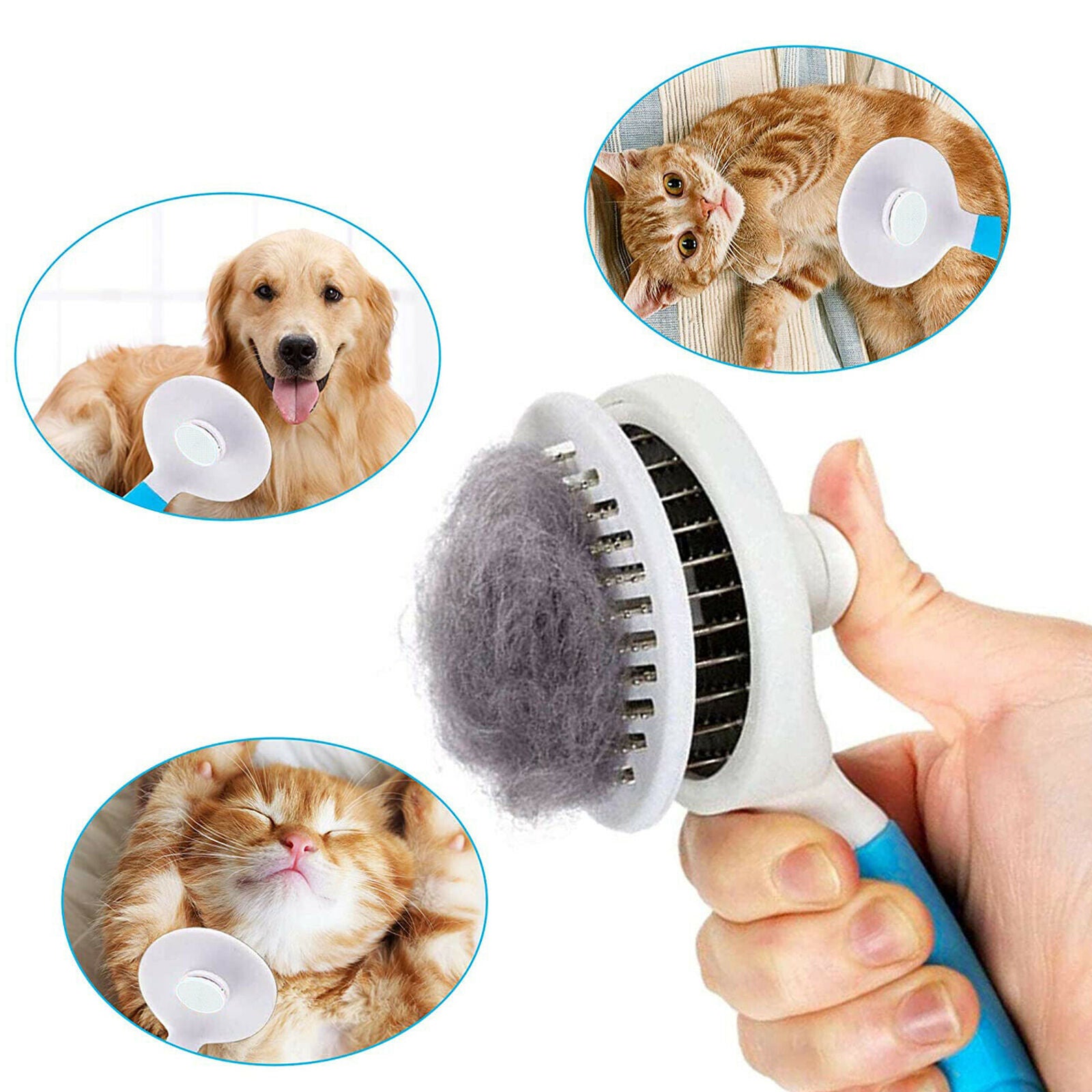 Pet Dog Cat Brush Grooming Slicker Self Cleaning Slicker Brush Massage Hair Comb