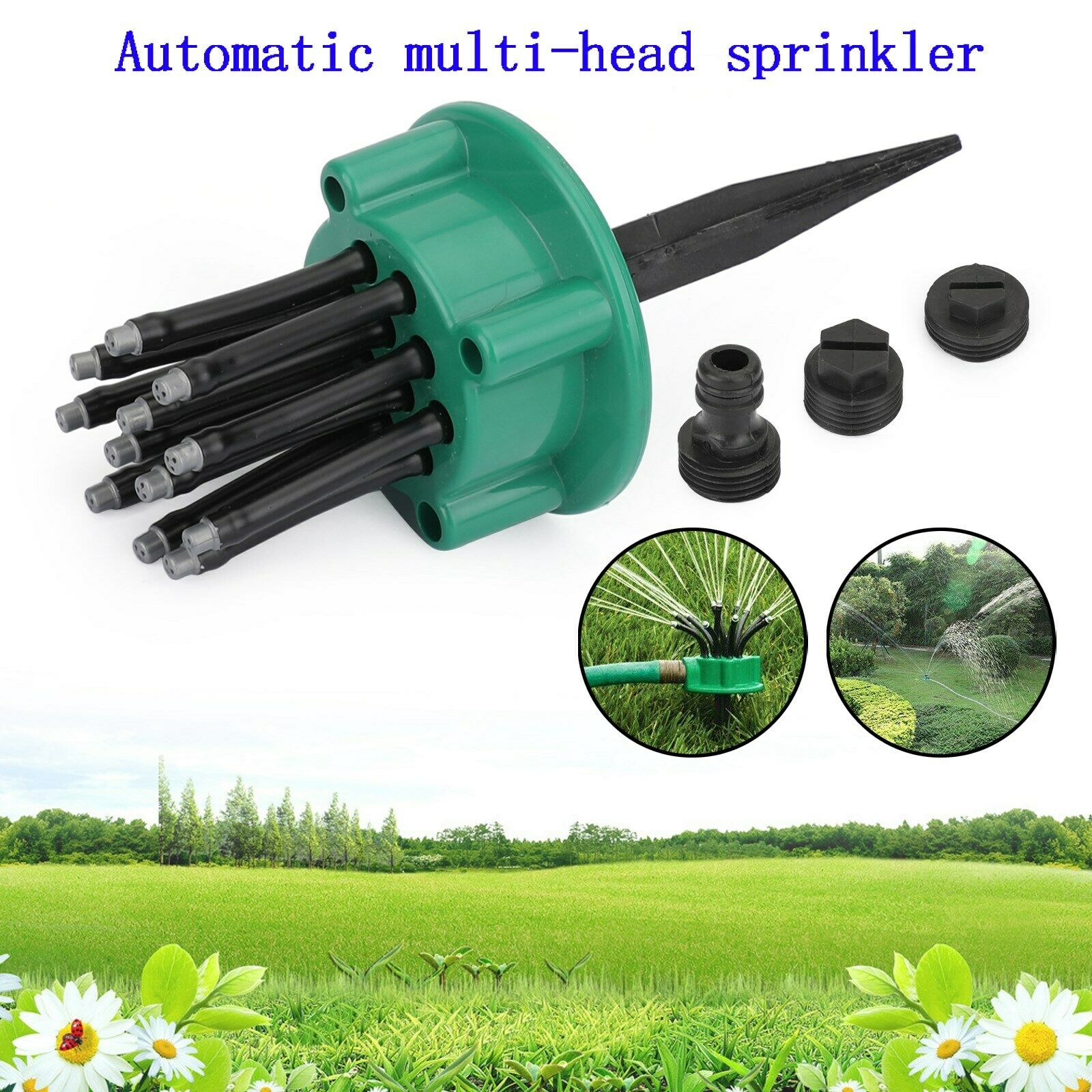 360° Automatic Flexible Tube Multi Head  Garden Sprinkler Watering Sprayer CA