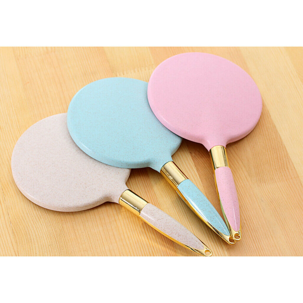Portable Plastic Handheld Mirror for Vanity Makeup Home Salon Travel Beige