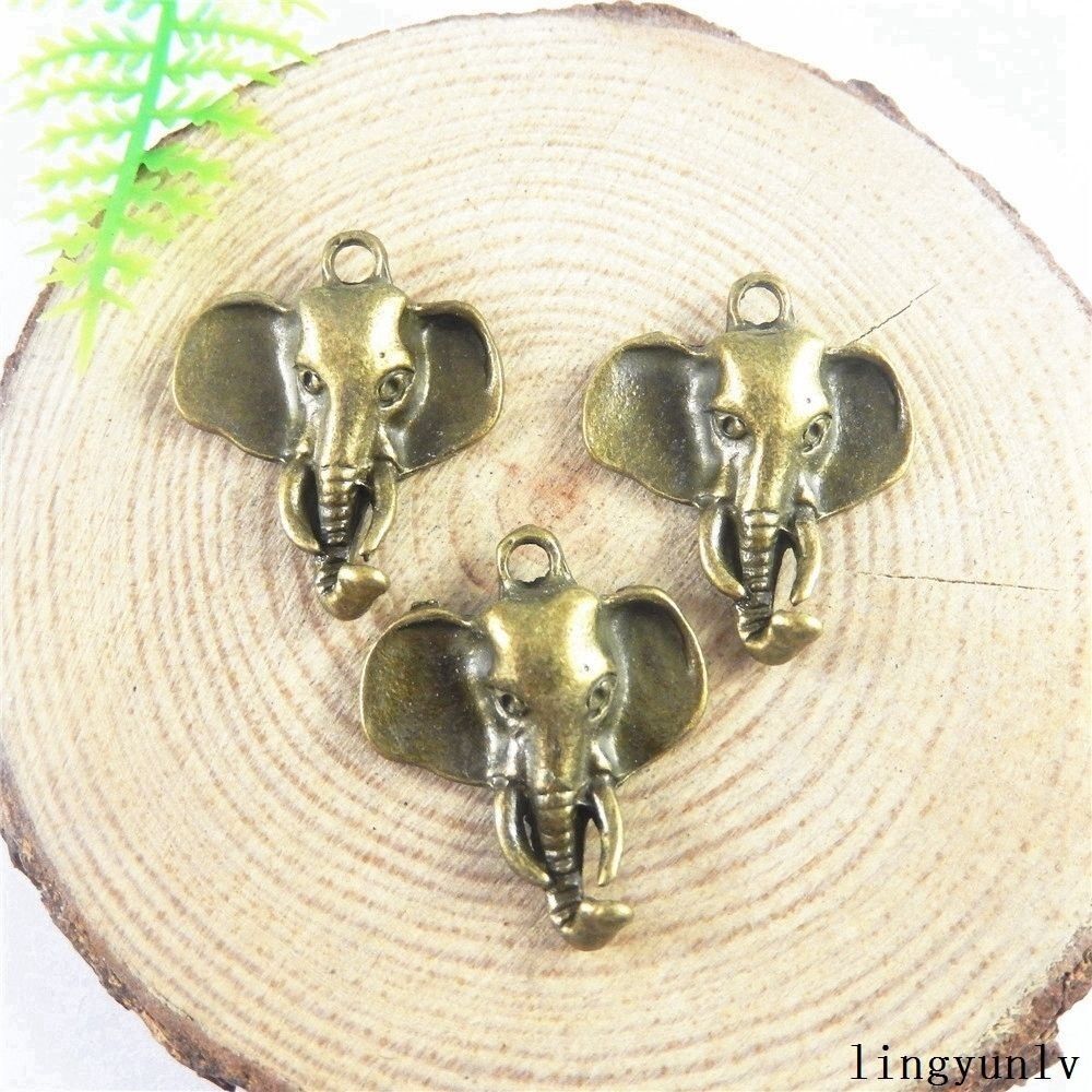 10pcs Antiqued Bronze Alloy Elephant Head Charms Pendant Jewelry Crafts 51194