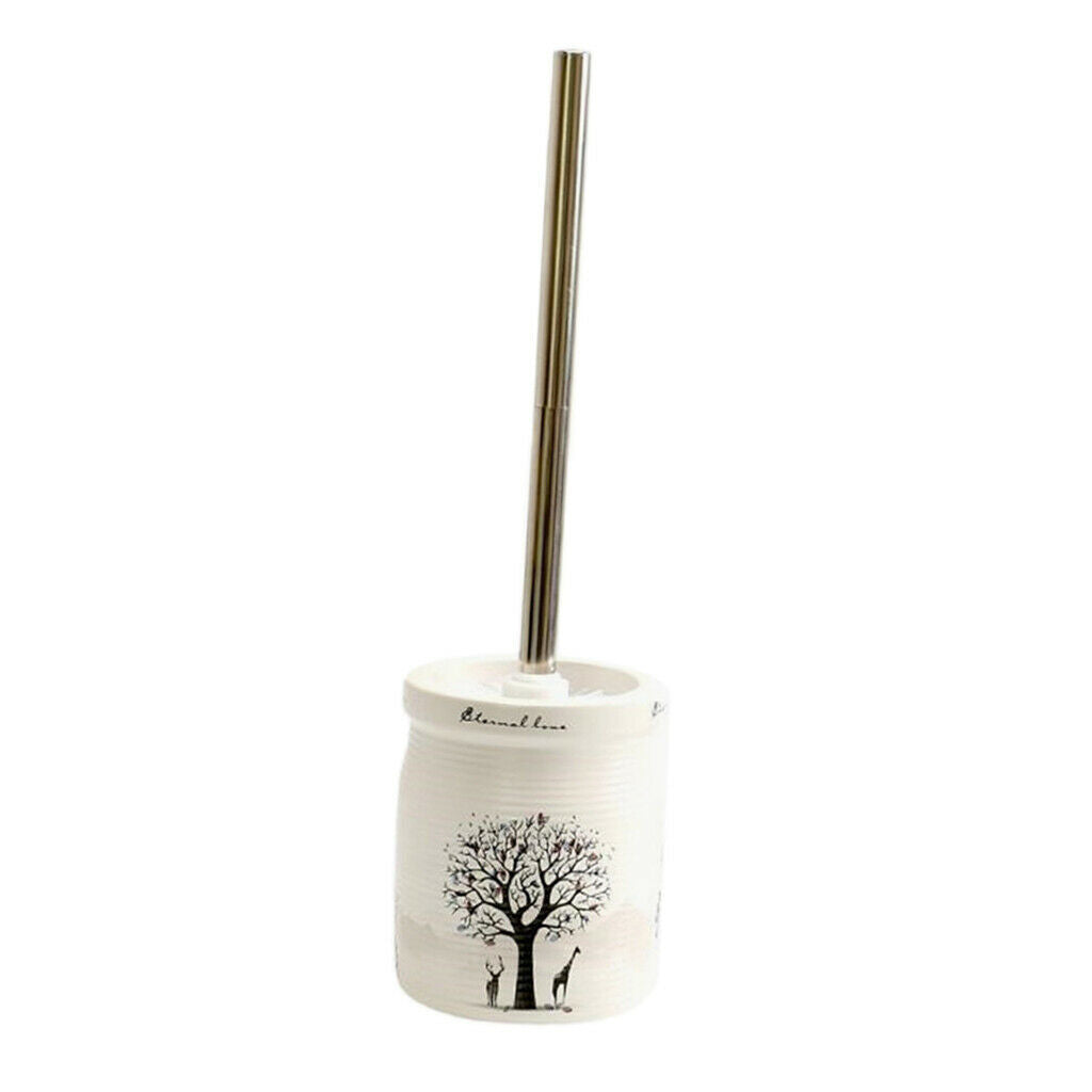 Nordic Toilet Ceramic Cleaning Brush W/ Handle Base For Bathroom Toilet